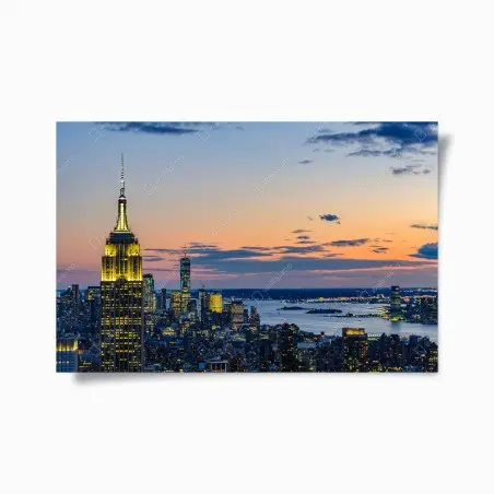 Poster tramonto su New York con Empire State Building • Wallissimo®