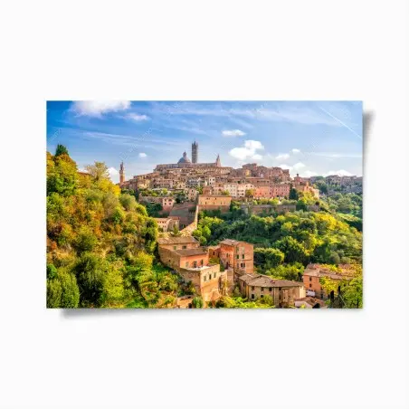 Poster panorama storico di Siena nelle colline della Toscana • Wallissimo®