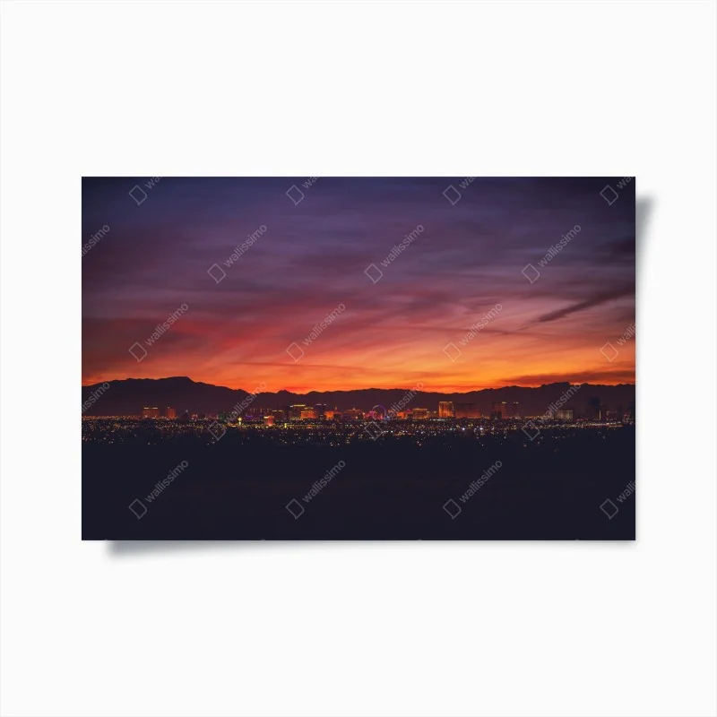 Poster panorama serale di Las Vegas al tramonto