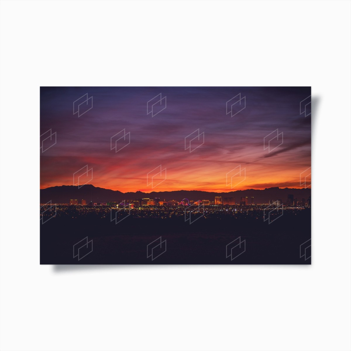Poster panorama serale di Las Vegas al tramonto • Wallissimo®