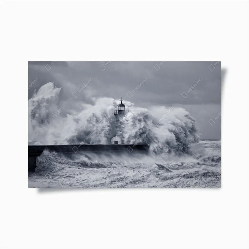 Poster faro del Douro travolto dalle onde