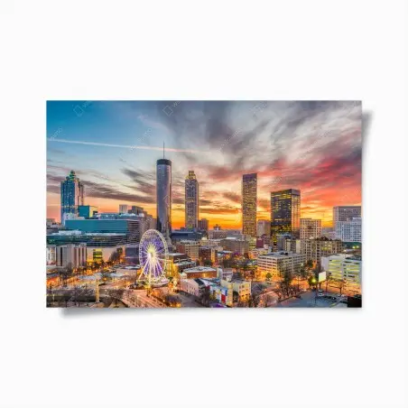 Poster tramonto su Atlanta, skyline metropolitano • Wallissimo®