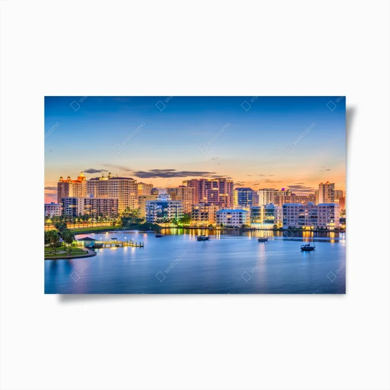 Poster veduta di Sarasota all'alba sulla baia