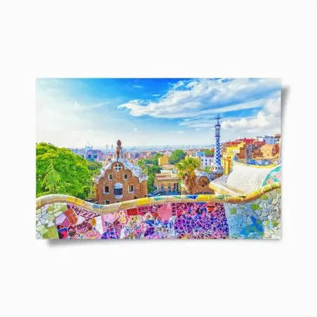Poster vista colorata su Parc Güell, Barcellona • Wallissimo®