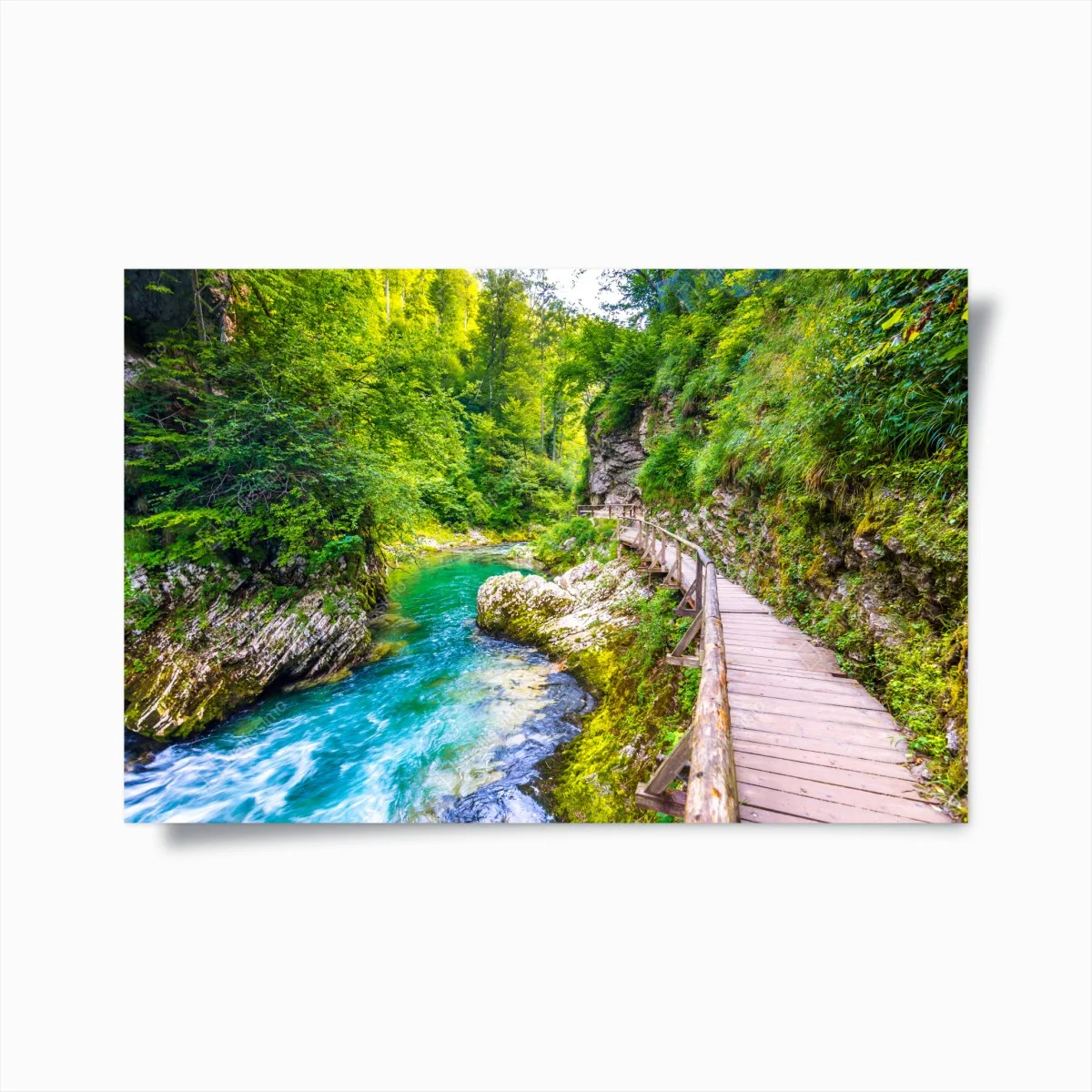 Poster passerella sul fiume turchese tra le rocce • Wallissimo® Poster passerella sul fiume turchese tra le rocce • Wallissimo®