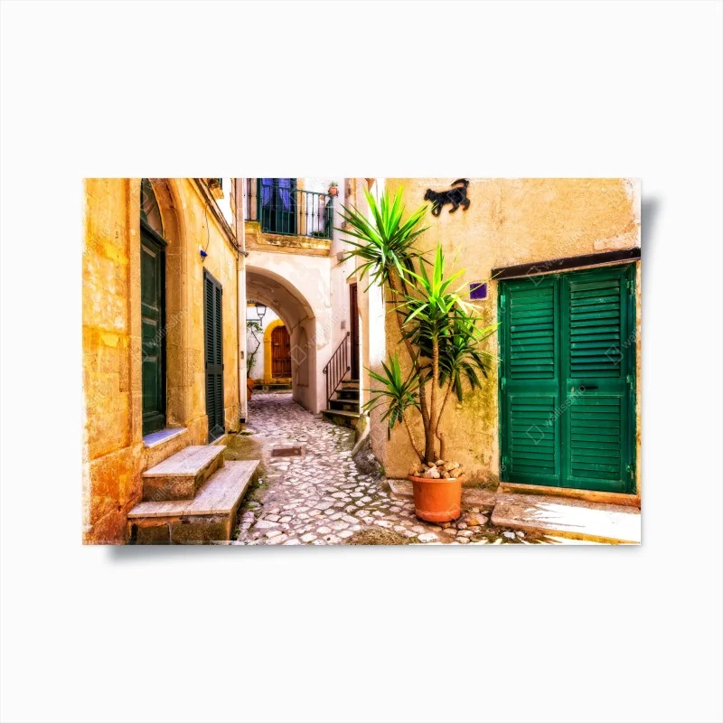 Poster angolo pittoresco nel vicolo soleggiato