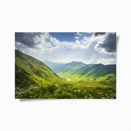 Poster panorama della valle di Svaneti, Georgia • Wallissimo®