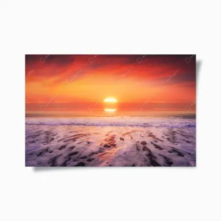 Poster tramonto dorato sulla spiaggia • Wallissimo®
