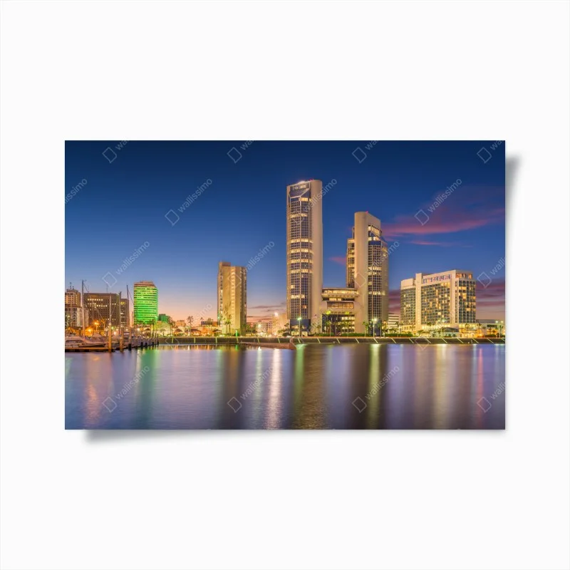 Poster tramonto su Corpus Christi: skyline sul porto