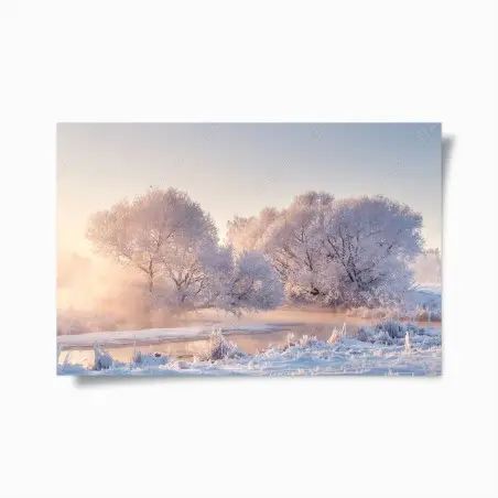 Poster alba rosa sul paesaggio innevato • Wallissimo®