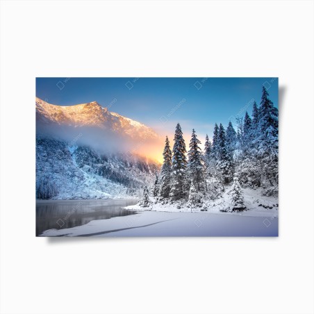 Poster alba sul lago ghiacciato di Morskie Oko nei Tatra • Wallissimo®