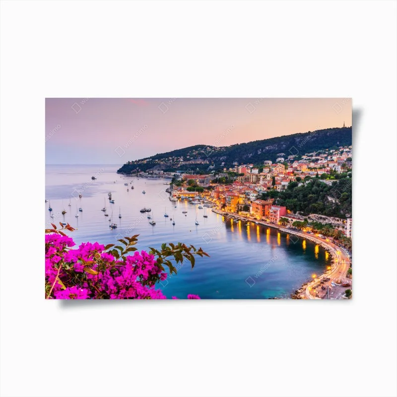 Poster tramonto a Villefranche-sur-Mer, Costa Azzurra: scorcio sul porto