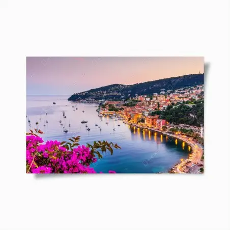 Poster tramonto a Villefranche-sur-Mer, Costa Azzurra: scorcio sul porto • Wallissimo®