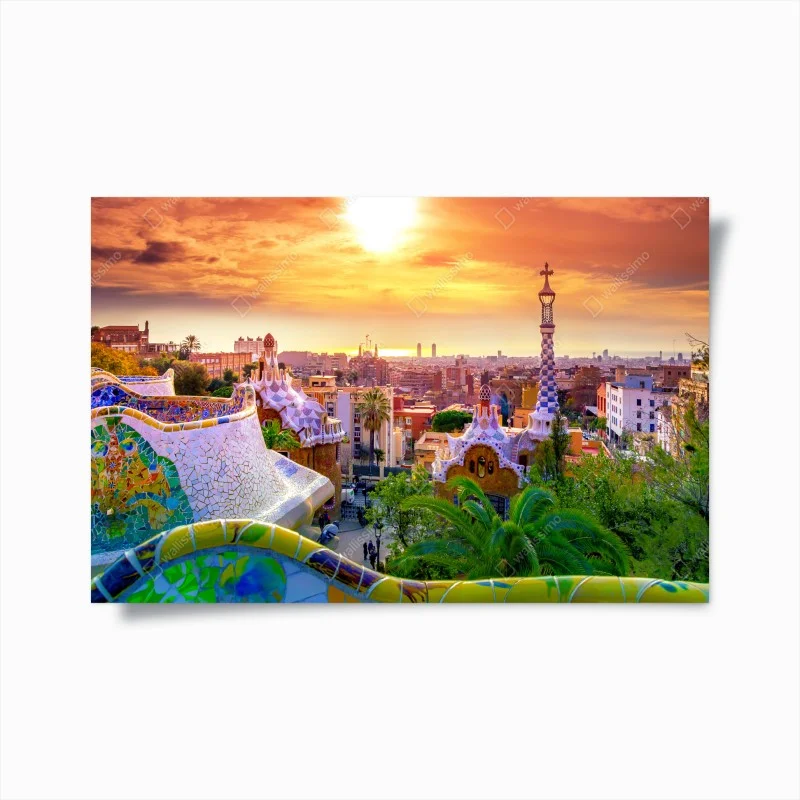 Poster tramonto a Parc Güell, Barcellona