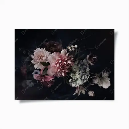 Poster composizione floreale barocca su sfondo scuro • Wallissimo®