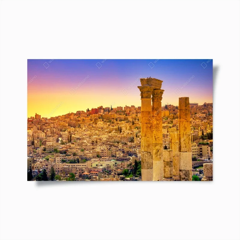 Poster panorama storico di Amman al tramonto