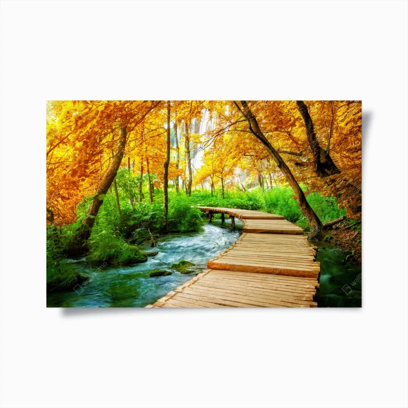 Poster passerella autunnale nel Parco Nazionale dei Laghi di Plitvice
