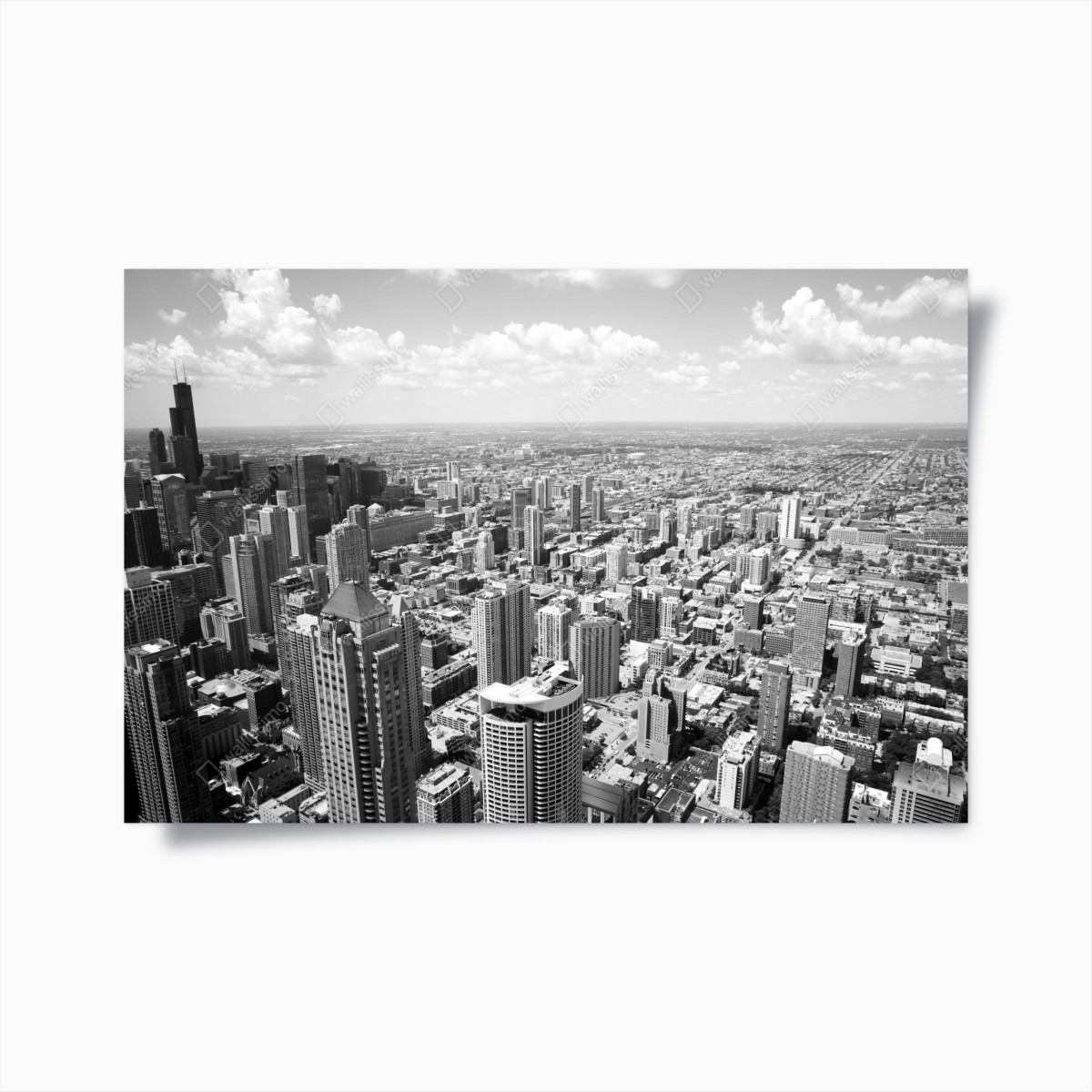 Poster orizzonte urbano di Chicago in bianco e nero • Wallissimo®