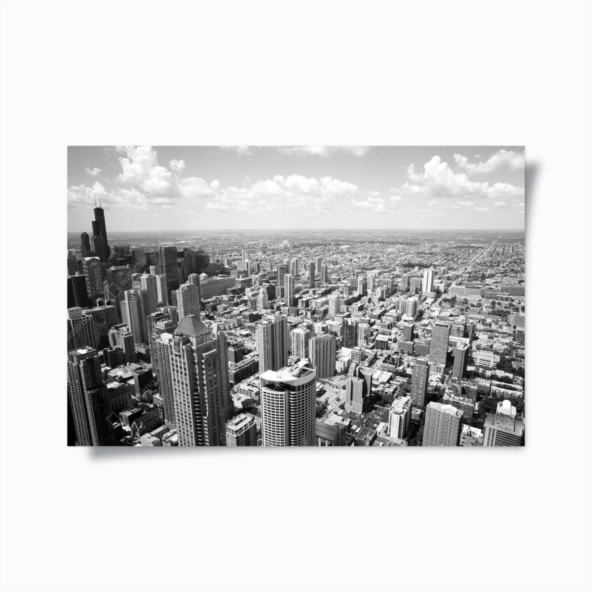 Poster orizzonte urbano di Chicago in bianco e nero • Wallissimo® Poster orizzonte urbano di Chicago in bianco e nero • Wallissimo®