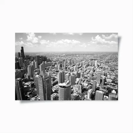 Poster orizzonte urbano di Chicago in bianco e nero • Wallissimo®