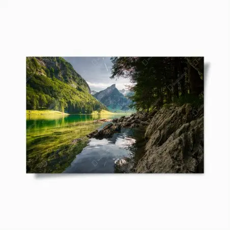 Poster riflessi montani sul lago smeraldo • Wallissimo®