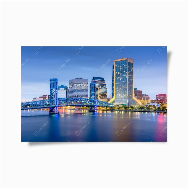 Poster profilo urbano di Jacksonville al crepuscolo