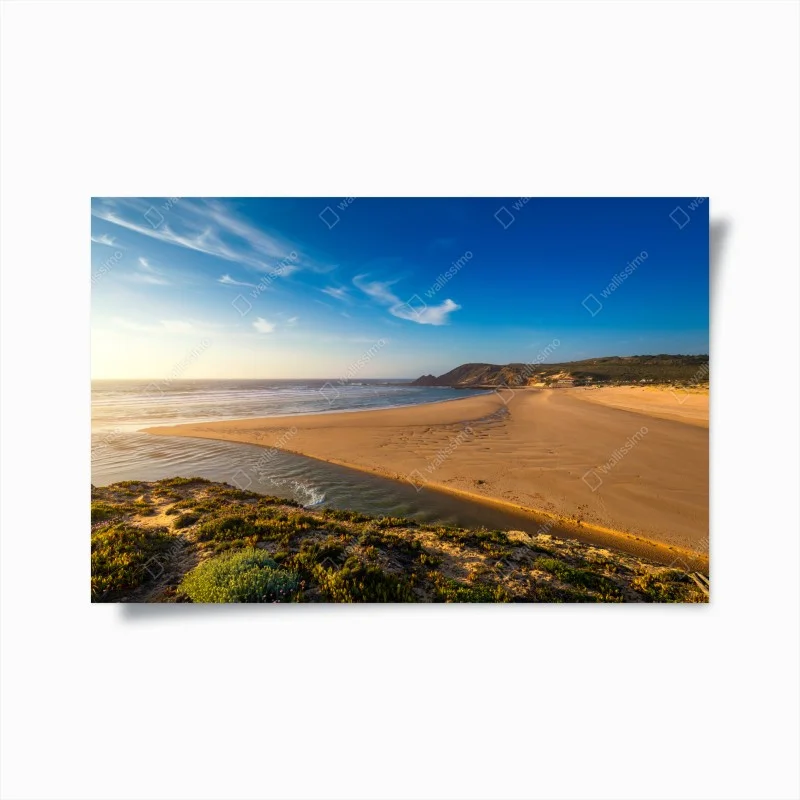 Poster panorama dorato di Praia da Amoreira, Algarve
