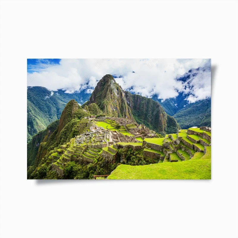 Poster panorama storico di Machu Picchu sulle Ande