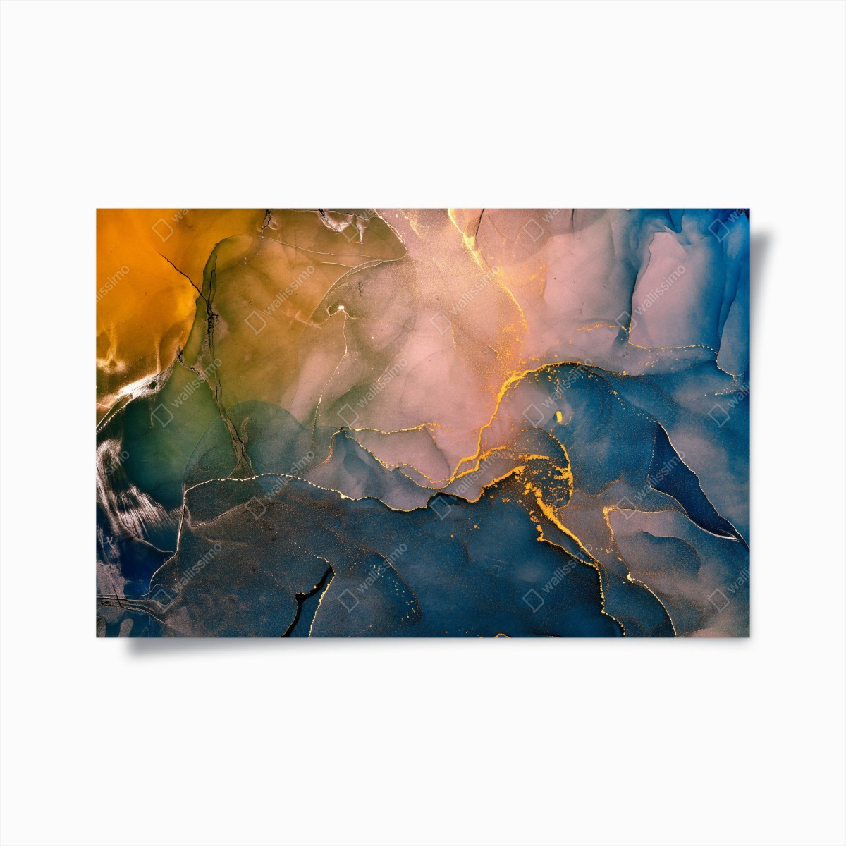 Poster marmo fluido: onde d'oro sull'oceano • Wallissimo®