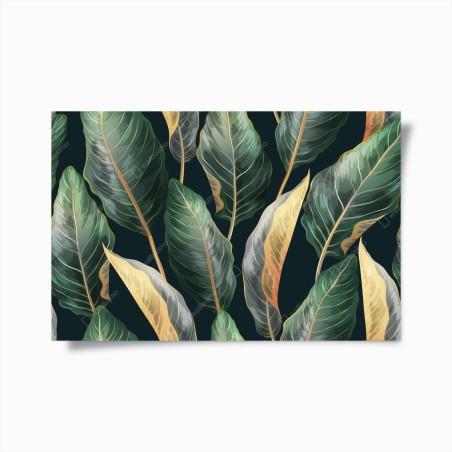 Poster motivo tropicale vintage con foglie esotiche • Wallissimo®