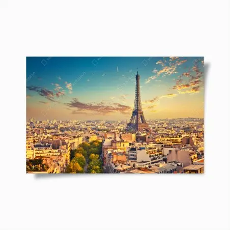 Poster tramonto su Parigi con la Torre Eiffel • Wallissimo®