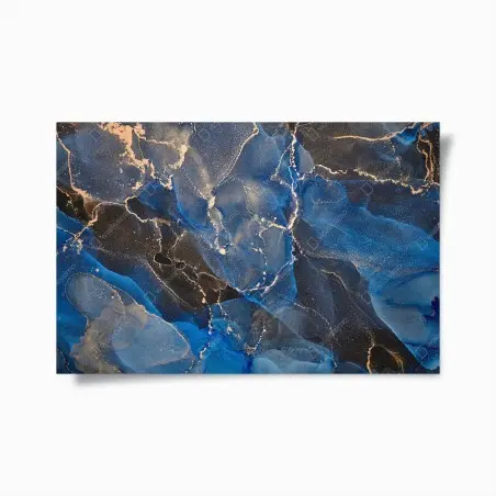 Poster marmo liquido blu e oro • Wallissimo®