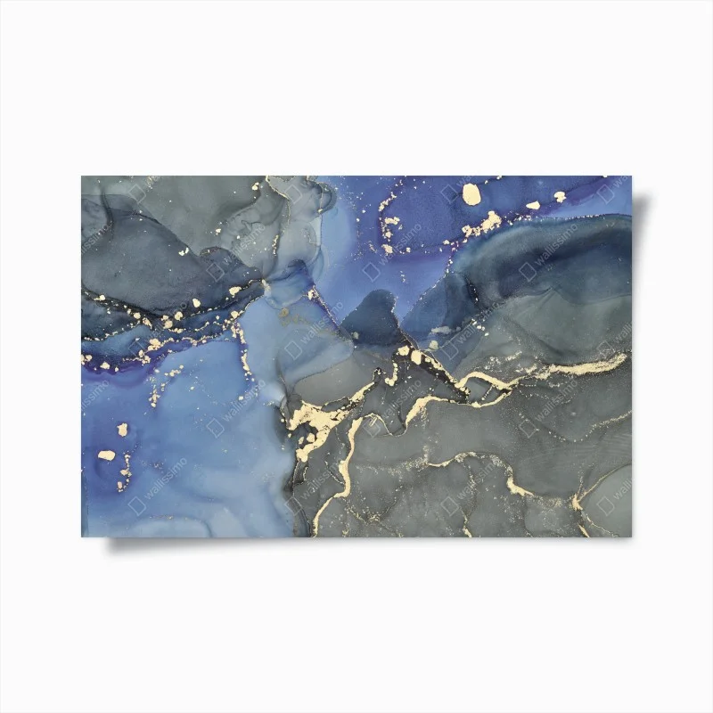 Poster paesaggio liquido blu e oro