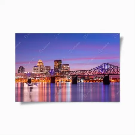 Poster tramonto su Louisville: skyline sul fiume • Wallissimo®