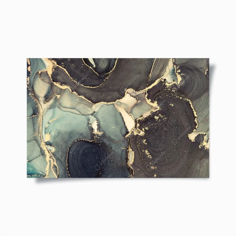 Poster marea dorata: astratto fluido in inchiostro alcolico