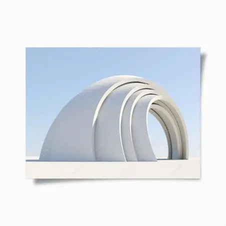 Poster arco moderno minimalista su sfondo azzurro • Wallissimo®