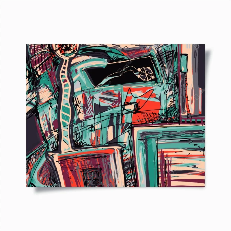 Poster composizione astratta urbana colorata