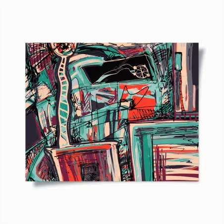 Poster composizione astratta urbana colorata • Wallissimo®