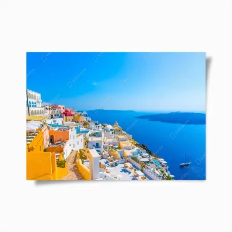 Poster vista panoramica di Santorini sul mare • Wallissimo®