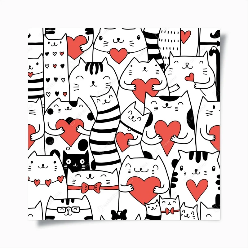 Poster motivo di gatti con cuori adorabile