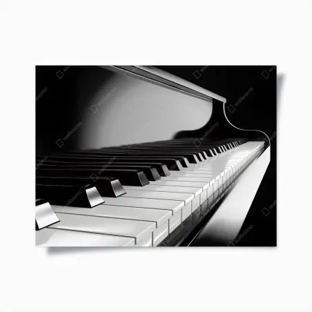 Poster eleganza in bianco e nero: tastiera di pianoforte • Wallissimo®