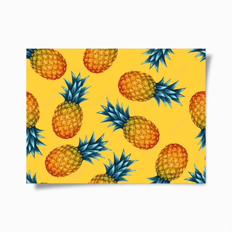 Poster ananas tropicale su sfondo giallo