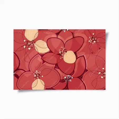 Poster motivo floreale rosso elegante • Wallissimo®