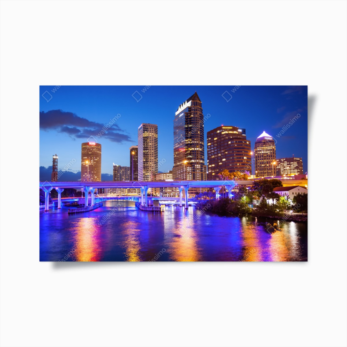 Poster panorama notturno di Tampa, Florida • Wallissimo®