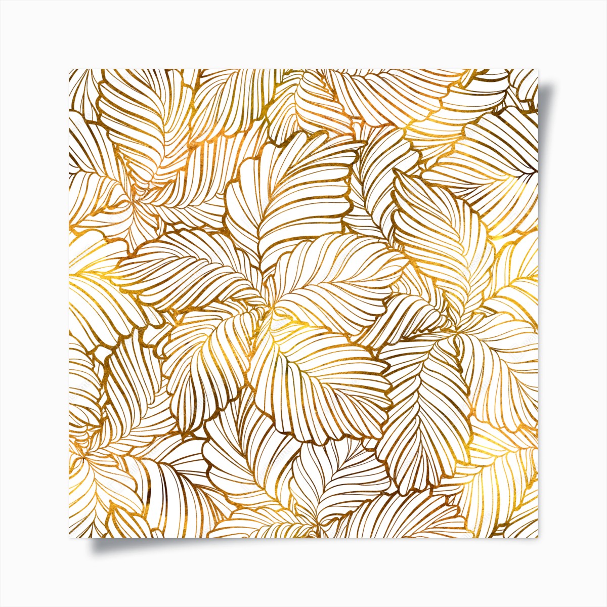 Poster motivo di foglie dorate su sfondo bianco • Wallissimo®