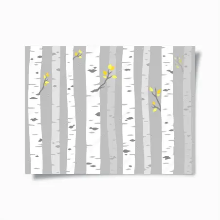 Poster foresta di betulle minimal con foglie gialle • Wallissimo®