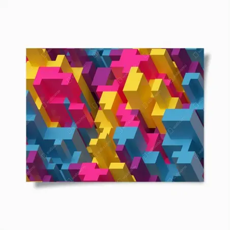 Poster mosaico voxel colorato e geometrico • Wallissimo®