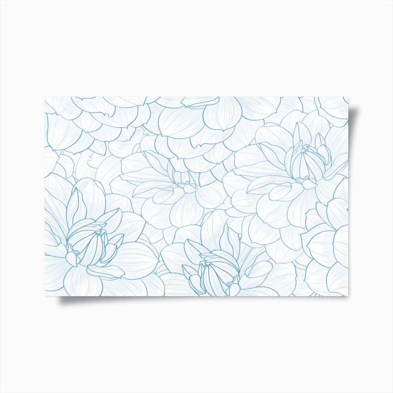 Poster motivo floreale a linee sottili color azzurro