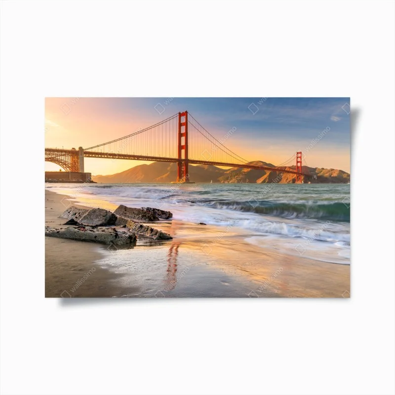 Poster tramonto dorato sul Golden Gate
