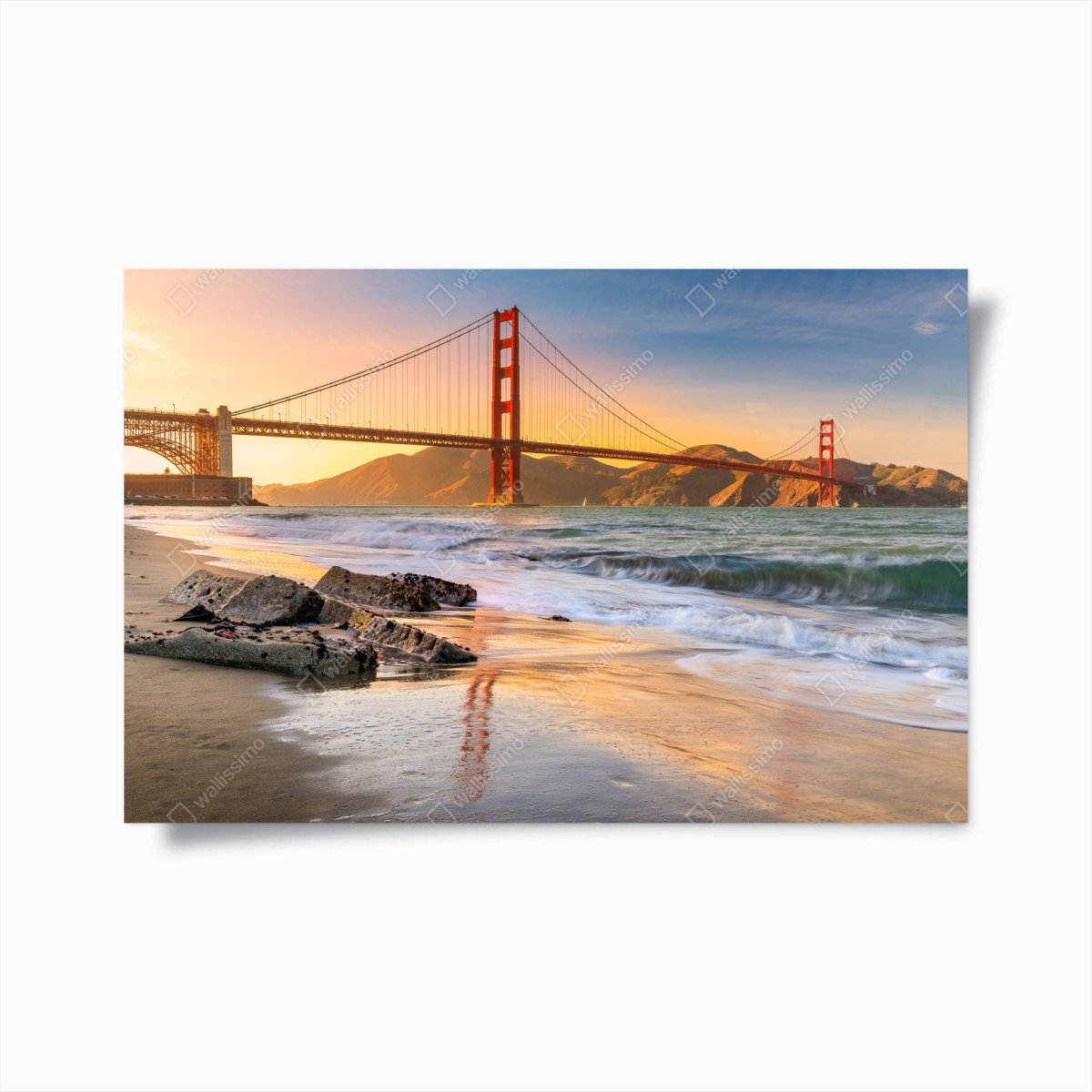 Poster tramonto dorato sul Golden Gate • Wallissimo®